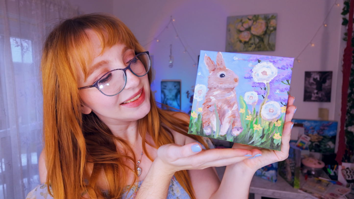 Bunny Wishes | Original Oil Painting | 6x6in