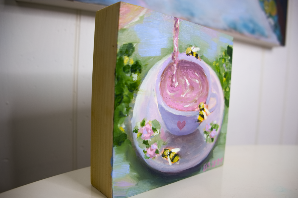 Cup Full of Love: Original Oil Painting 6x6in