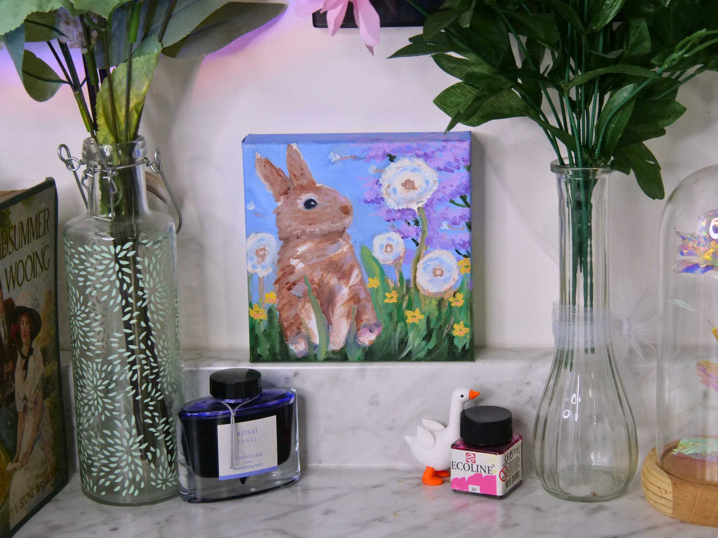 Bunny Wishes | Original Oil Painting | 6x6in