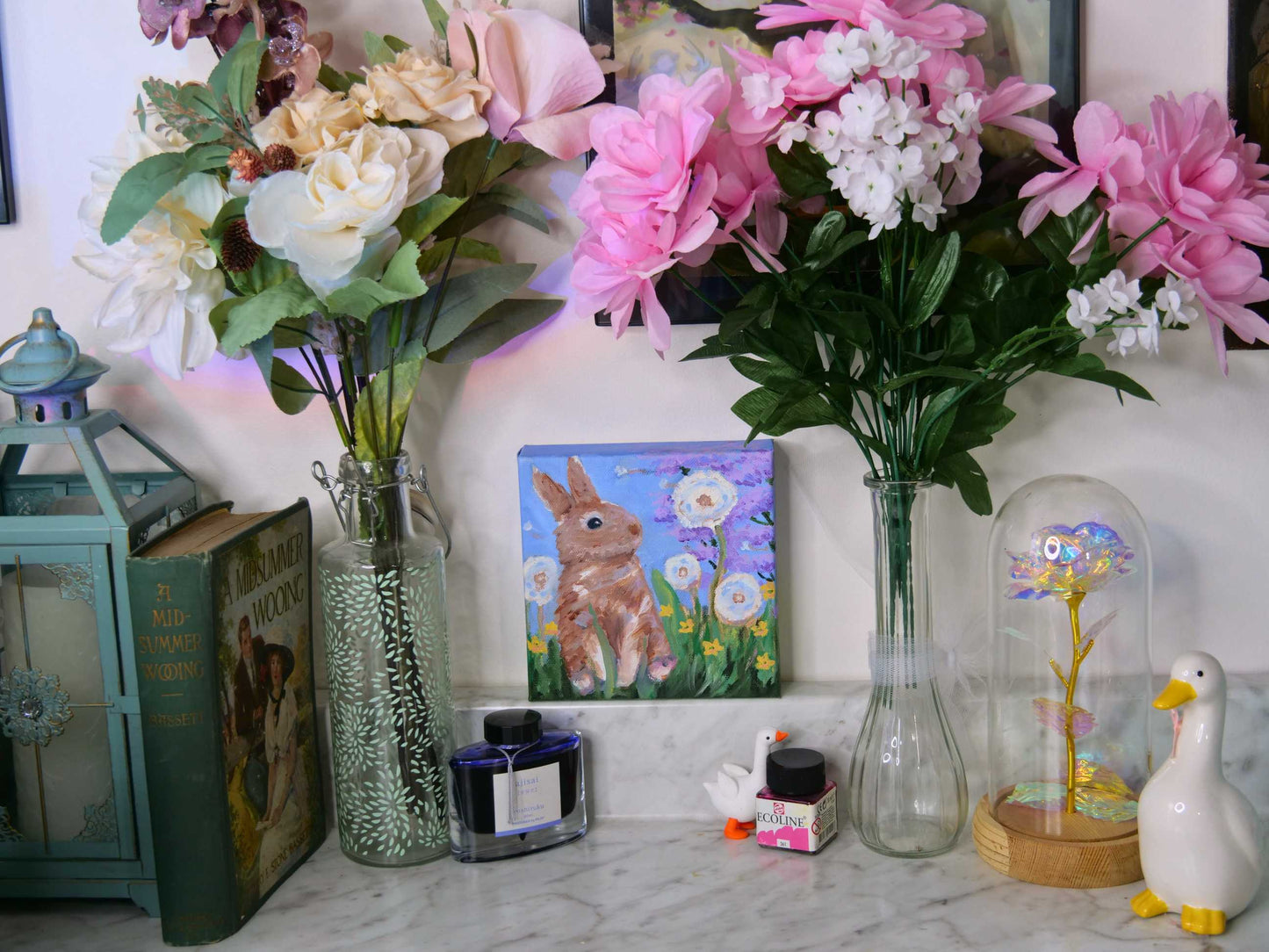 Bunny Wishes | Original Oil Painting | 6x6in