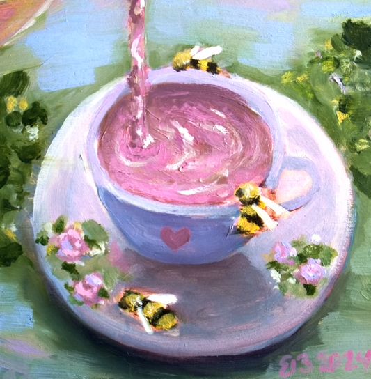 Cup Full of Love: Original Oil Painting 6x6in